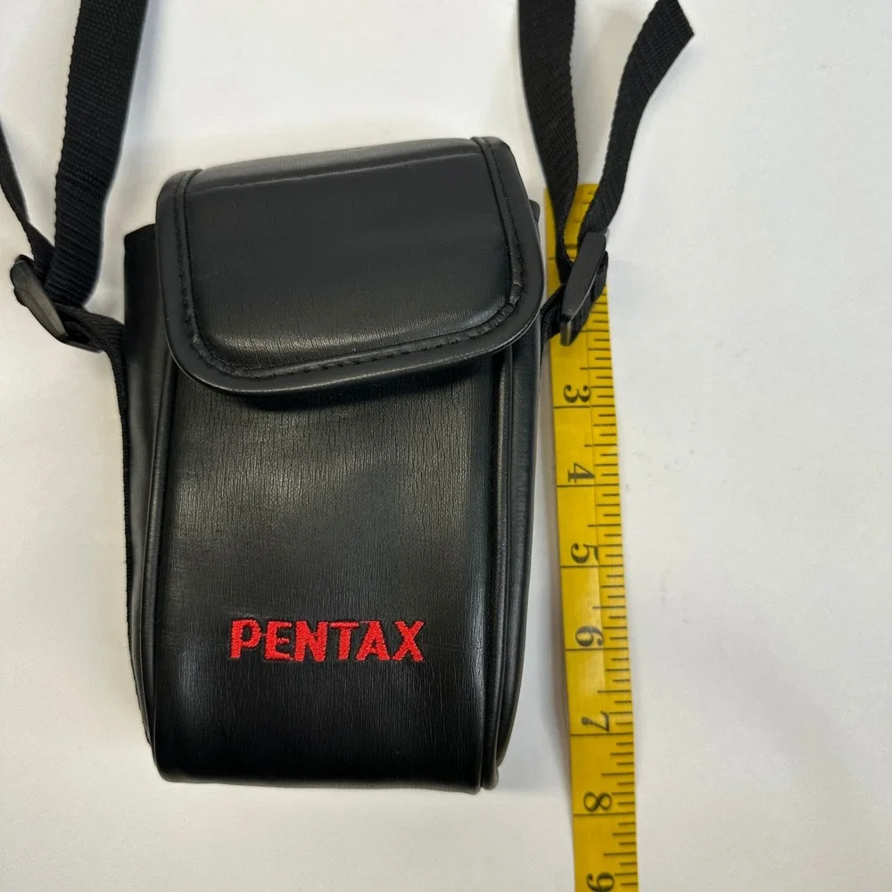 Pentax Black Faux Leather Camera Bag Red Logo Adjustable Strap Belt Loop Case